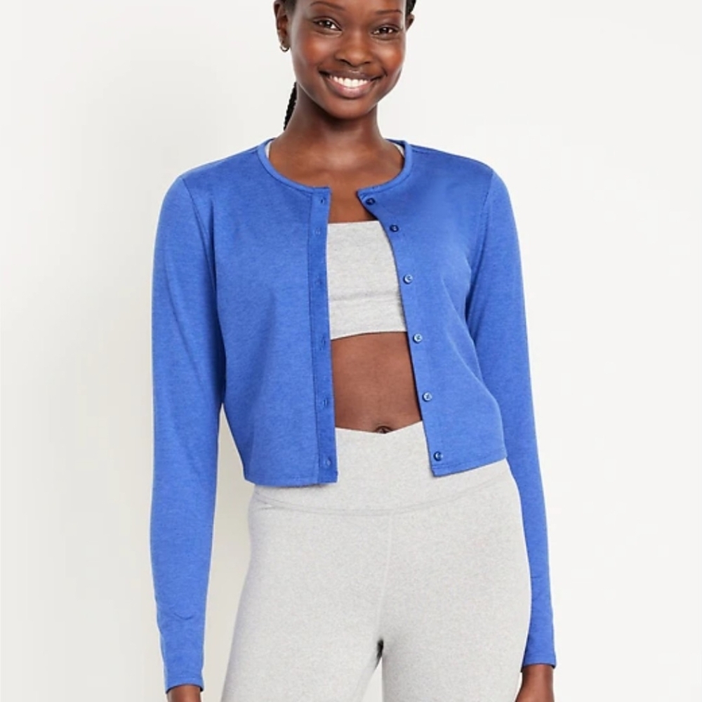 NWT Old Navy Blue CloudComfy Cropped Active Cardigan Size 2X - Picture 11 of 12